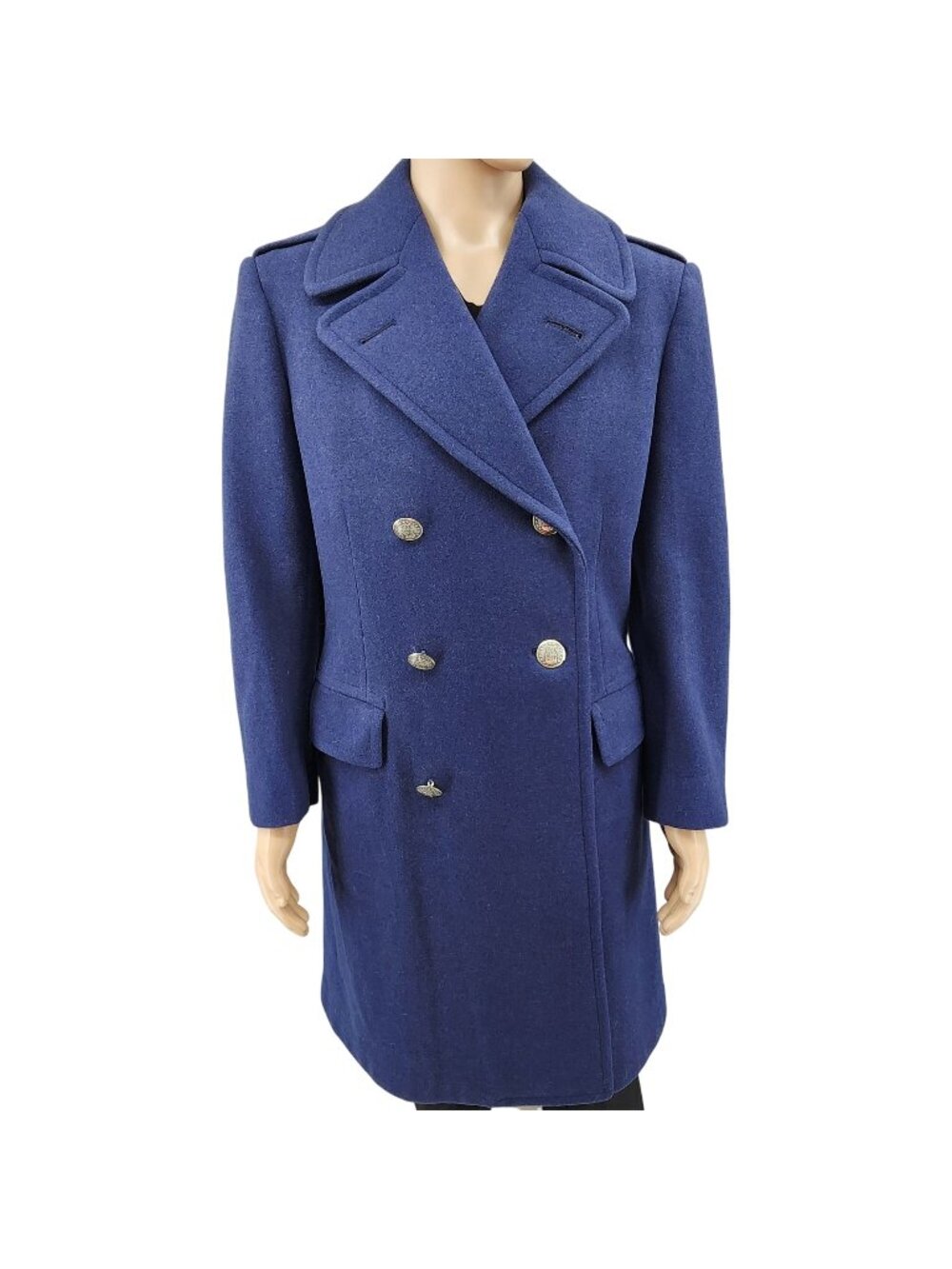 Vintage Landis Clothes Inc. Mens Wool Double-Breasted Military Style Overcoat 37